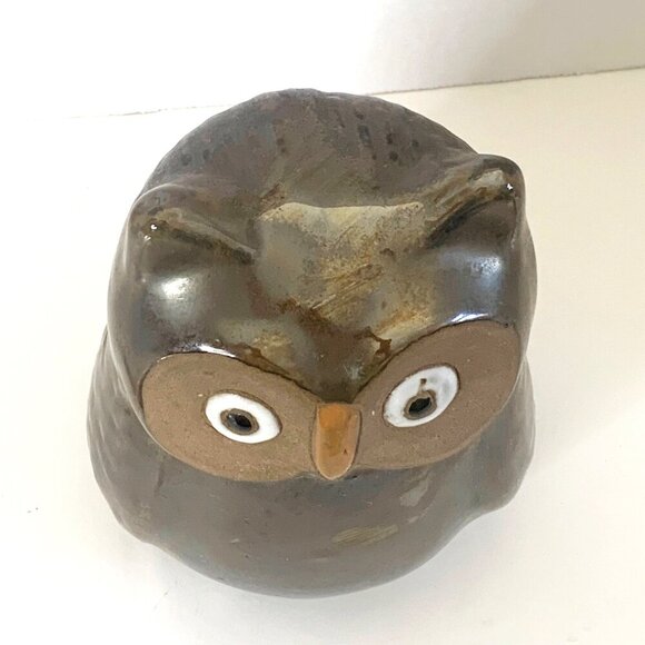 Cute Pottery Earthenware Brown Owl Statue Figurine 8” Tall Home Decor Birds - Picture 4 of 9